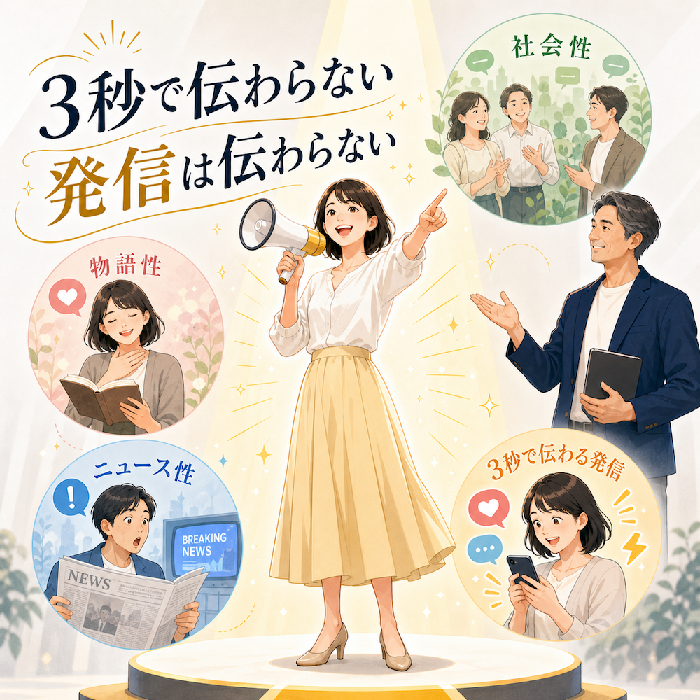 3秒で伝わらない発信は伝わらない｜PR3要素（ニュース性・社会性・物語性）× Proof over Promise の図解 - 企画実装ラボ第9号
