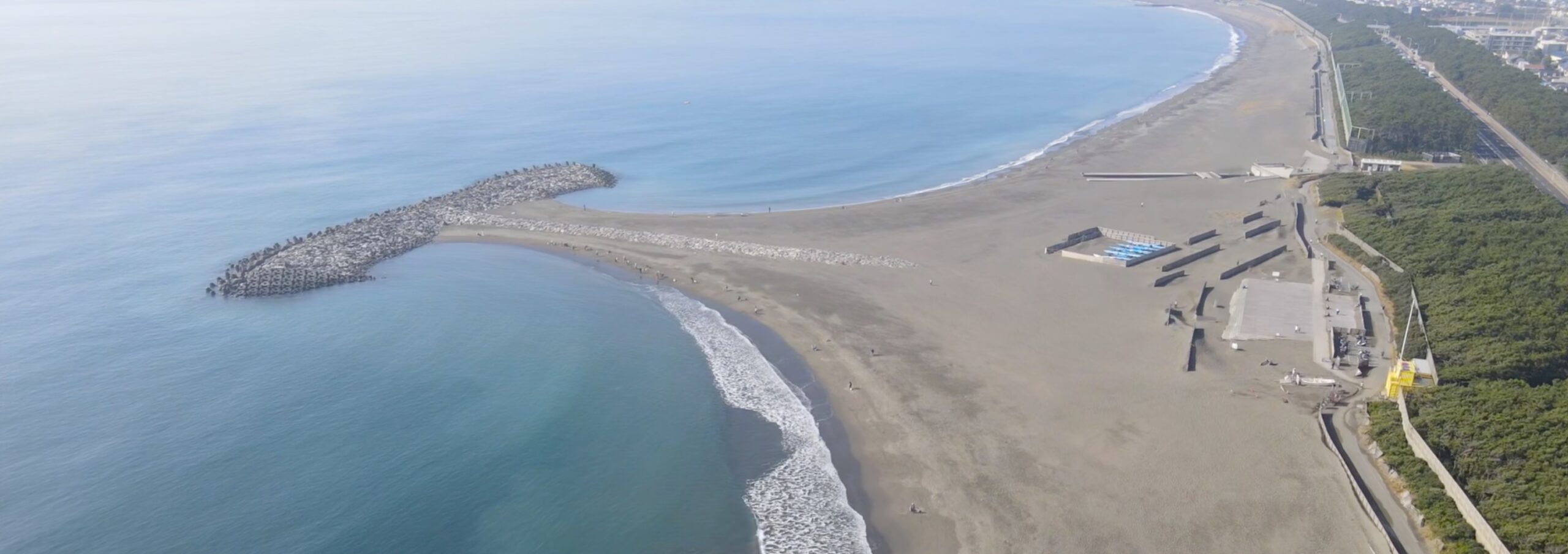 茅ヶ崎の海岸空撮(筆者ドローン撮影)